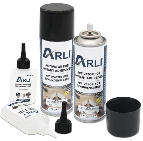 ARLI Sekundenkleber 100g mit Aktivator 400ml Spray für universelle Reperaturen mit hoher Haftfestigkeit Universal Cyanacrylat Kleber Set extra stark schnell trocknender Klebstoff