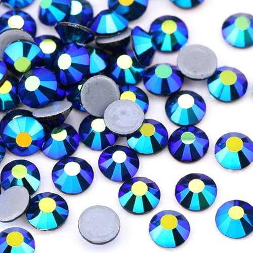 SS6-SS30 Mehrfarbiger Kristall-AB-Hot-Fix-Strassstein, Kristall-Super-Glitzer-Strassstein zum Aufbügeln für Nagelkunst, Stoff, Kleidungsstück, Jet AB, SS10 – 1440 Stück