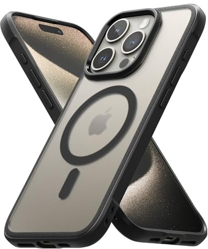 Ringke Fusion Bold Magnetic [Kompatibel mit MagSafe] für iPhone 15 Pro Hülle, Anti-Fingerabdruck Fester Griff Rutschfester Rahmen Stoßfeste TPU Bumper Mattierte Harte Rückseite - Matte Black
