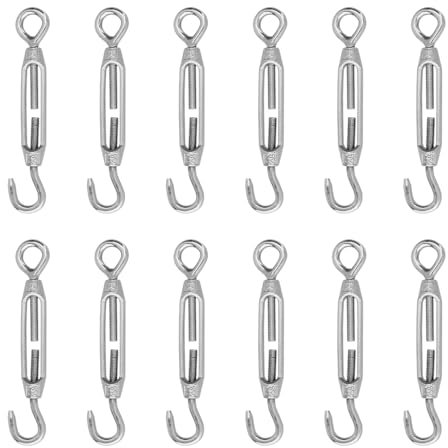 NAMYEUT 12 unidades M4 tensor de alambre de acero inoxidable, gancho tensor, tensor, ojal y ojal, tensor de alambre, para tensar conexiones de cable de alambre, colgar