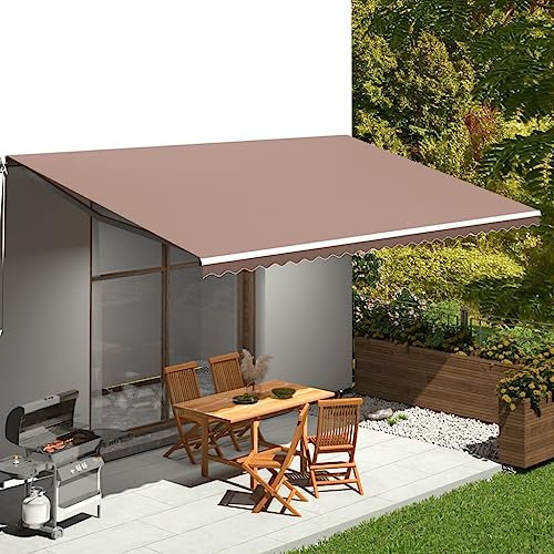 AUVYI Telo di ricambio per tende da sole, marrone, 6 x 3 m, tessuto per tende da sole, per esterni, impermeabile, di alta qualità