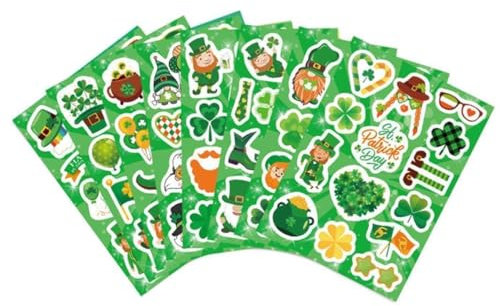 Kleeblatt Aufkleber zum St. Patricks Day, St. Patrick's Day Dekoration Kleeblatt, St. Patricks Kleeblatt Aufkleber, Irische Grüne Kleeblatt Aufkleber für St. Patrick's Day Gastgeschenke Kinder Basteln