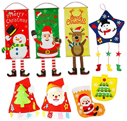 CAXUSD 3 Piezas Colgante de Tela Navideño para Puerta Colgante Festiva Decoración para Porche Patio Varios estilos