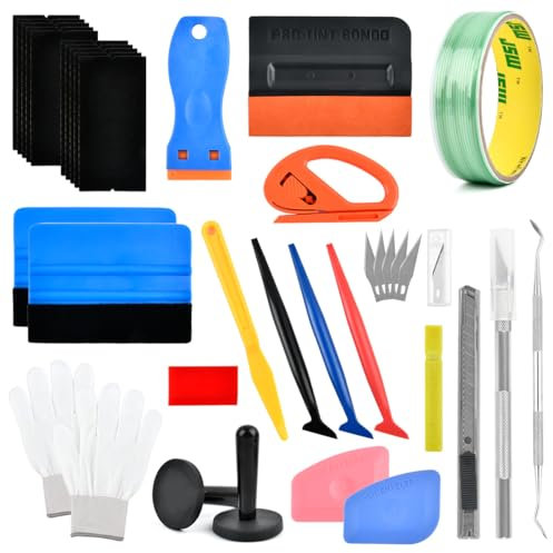 Kit Vinilo Herramientas de Película 35 Stk, Kit de Aplicación de Película de Vinilo, Rasqueta Para Películas Adhesivas, Publicidad Multipropósito de Automóviles Herramientas de Decoración Del Hogar
