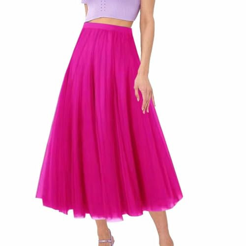 Plissee Rock Damen Midi Mit Tüll - Bleistiftrock Schwarz Lang - Faltenrock Mesh Bustier Fee Saree Mittellang Großer-Rock Swing Langer Rock Tanzrock A-Linie Falten Midirock Faltenrock Sommerrock