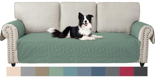 Ystyle Housse Canapé 3 Places avec Accoudoirs, Housses De Canapé Imperméable sans Dossier, Housse De Protection Canapé Animaux, Couvre Canape, Couverture Magnétique pour Canapé, Vert Clair