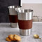 Lot de 4 tasses à café en acier inoxydable - 500 ml - Empilables - Gobelets en métal - Chopes à bière - Tasse personnalisée avec étui en cuir pour gravure laser - Pour anniversaires, pique-niques