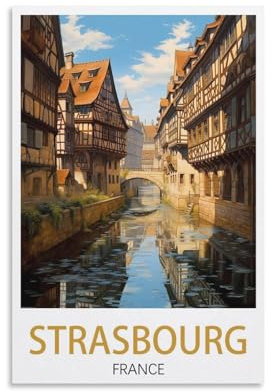 CNAHEIZ Straßburg, Frankreich, Vintage-Reiseposter, Querformat, 20 x 30 cm, Leinwand-Kunstdruck, Gemälde für Wanddekoration, Wohnzimmer, Schlafzimmer