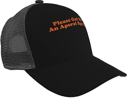 Please Get Me an Aperol Spritz Mesh Trucker Hat – Vintage verstellbare Baseballkappe für Männer und Frauen Schwarz