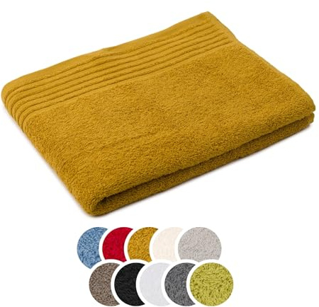 liebling Duschtuch Baumwolle, Serie Frankfurt, 400 gr. / m², 70 x 140 cm, 60 Grad, mit hochw. Borte, saugstark, Farbe: senf