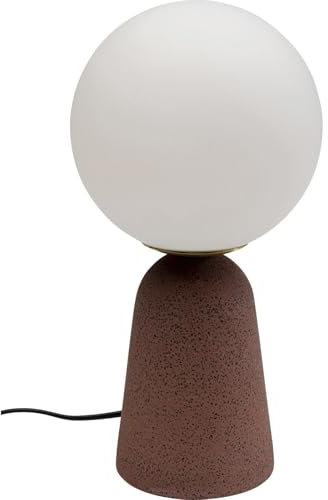 Kare Design Tischlampe Bollie Rot, Beton Sockel, Glas, Skandinavisch, Moderne Tischleuchte, Schreibtischlampe, Büro, Wohnzimmer, Schlafzimmer, Office, keine Leuchtmittel inklusive, 31x16x16 (HxBxT)