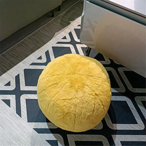 Ueiwffzo 3D Runde Kissen deko Plüsch 30cm Kugelkissen Dekokissen Rundes Ballkissen Plüsch Zierkissen Dekokissen Asthetik Kissen für Wohnzimmer Schlafzimmer (Gelb)