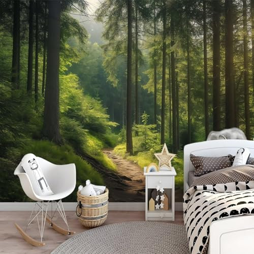 Wallpaper Carta Da Parati Murale Effetto Sentiero Nel Bosco 350 x 256 cm Fotomurali Sfondo Murale Scoiattolo Della Foresta Decorazione Soggiorno Camera De Letto Sala Ufficio