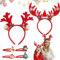Rentier Haarreif, 2 Stück Haarreif Weihnachten, Geweih Haarreif, Weihnachts Haarspangen, Haarreif Rentier mit Ohren, Weihnachten Haarschmuck, Geweih Kopfschmuck für Weihnachten Fasching Karneval(B)