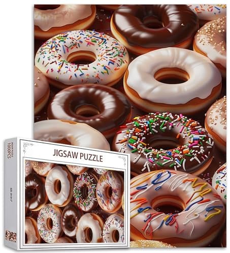 Tucocoo 1000-teiliges Puzzle für Erwachsene, Donut-Süßigkeiten, Malpuzzle, Vanille-Süßigkeiten, Kunst, 70 x 50 cm, 1000 Teile Puzzles für anspruchsvolle Familienaktivitäten, buntes DIY-Puzzle