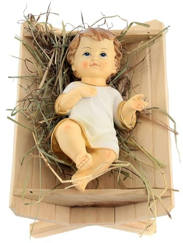 Jesuskind in Wiege für Krippe 40 cm, 15x20x10 cm