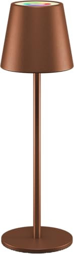 goobay LED Tischleuchte kabellos/stufenlos dimmbar mit Touch Steuerung/LED Akku Tischlampe für Innen und Außen / 150lm und RGB-Lichtfarben - 3000K warmweiß, USB-C, Bronze / 73931