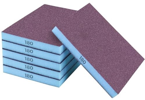 STEBRUAM 6 Stück Schleifschwamm, 180 Körnung Spezifikationen Schleifpads Sortiment für Holz Metall Wandschaum Trockenbau
