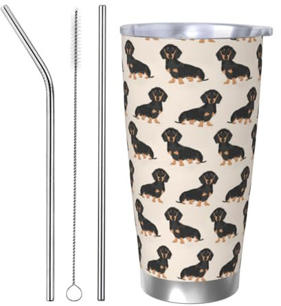 HDTVTV Perro salchicha Botella de agua aislada de 20 oz, taza de acero inoxidable, vaso de vacío, termo de agua