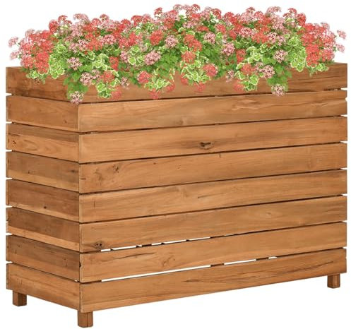 Somanki Hochbeet 100x40x72 cm Massivholz Teak und Stahl, Palettenrahmen, Hochteich, Gemüsebeet, Kräuterregal Balkon, Blumenbeet, Kräuterspirale, Tomatenbeet, Pflanzhochbeet - 47428