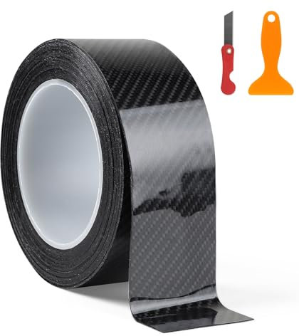 EFUTURETIME Nastro Fibra di Carbonio Autoadesiva Nero Lucido 5cm × 10m Protezione per Paraurti per Auto Antigraffio Strisce Decorativa Adesive per Paraurti Bagagliaio Bicicletta Moto Mobili
