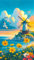 ARTGOTO Diamond Painting Eckige Steine Groß XXL Bilder Erwachsene,40x70cm Landschaft Meer Windmühle A,5D Diamant Painting Set Viereckige Quadratische Steine mit Zubehör Für Wohnzimmer Dekoration