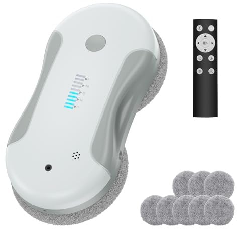 Robot Lavavetri Finestre, Robot Lavavetri Elettrico 5800pa, con Ai Per Il Rilevamento Dei Bordi, Serbatoio da 80ml Doppi Ugelli, Display Intelligente Del Livello Dell’Acqua, per uso Esterno e Interno