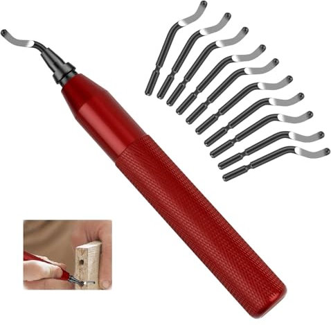 Herramienta de Desbarbado Manual,Desbarbador Metal,Desbarbador Universal con 10 Piezas Cuchillas de Repuesto HSS, Desbarbado de Rotación de 360°,para Acero, Aluminio, Cobre, Impresora 3D