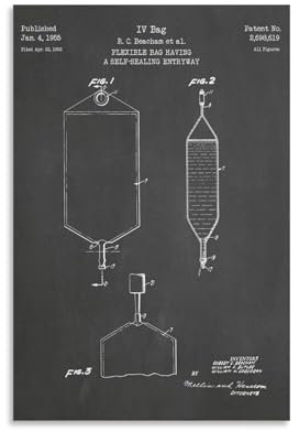 XYSWDD IV Drip Bag Patentdruck Kunstdruck 1955 auf Leinwand, Wandkunstdruck, Poster für Zuhause, Schule, Büro, Dekoration, 20 x 30 cm