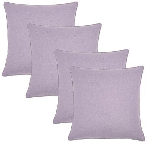 OHS Covers 4 Pack Woven Texture Cushion Covers with Invisible Zipper, Soft Linen Texture Design Pillow Covers For Sofa Bed Livingroom, Lavender-45x45cm