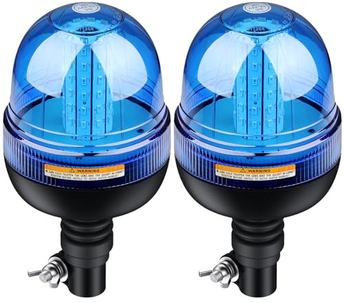 AUTOUTLET 2X gyrophares, 60 LED d'avertissement ambre gyrophare clignotant 12V/24V, avec 3 modes d'éclairage, R10 E9 homologation routière, étanche à la poussière, pour tracteur camion voiture(bleu)