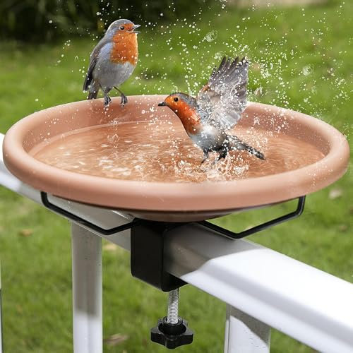 Vogeltränke und Vogelbad - Wassertränke für Wildvögel | Verstellbarer Futterspender mit Futterschale | Modernes Vogelfutterhaus für Garten und Balkon
