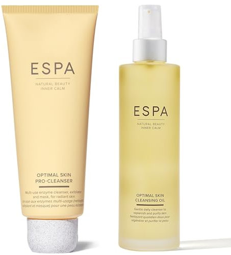ESPA | Optimal Skin Double Cleanse Duo | Inlcudes 3-in-1 Cleanser and Cleansing Oil | Nutrient-rich, Vitamin Powered Formulas