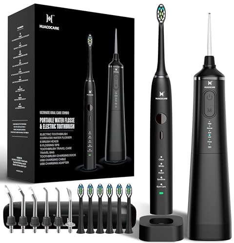 Upgraded Pro Dental Care Kit: 5-Mode Water Flosser & 50,000 VPM Sonic Electric Toothbrush | Premium Oral Clean Set with Enhanced Cleaning Modes, Larger Tank & Refined Design for Advanced Gum Health
