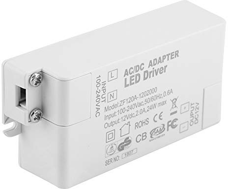 Tbest Lebensmitteltransformator des LED -Controller -Schalters für LED Strip Licht, Effektiver Wechselstrom bei CC 12 V Netzteil für MR11 / G4 / MR16 / GU5.3 (24W)