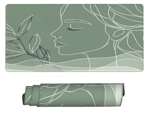 Tapis de Souris Vert Sauge 1000x500 mm XXL Tapis Souris Gaming Grand, Mouse Pad Minimaliste sous Main Bureau Imperméable et Antidérapant pour PC, Ordinateur Portable, Gamer, Maison, Bureau -MP260