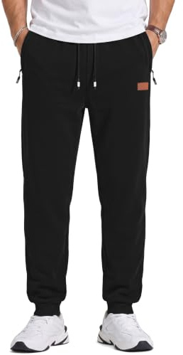 TARAINYA Jogginghose Herren Zipper Trainingshose Baumwolle mit Kordelzug | 50%Baumwolle 45%Polyester 5%Elasthan,jogger,elastischer bund mit Tunnelzug,elastisch, freizeit,ganzjährig