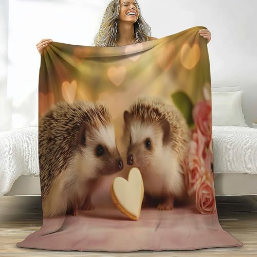 Flanell Kuscheldecke Zeichentricktier Igel 130 x 150 cm Wohndecken Fleecedecke, Gelb Weiche Flauschig Gemütliche Warme Sofaüberwurf - Wohnzimmer Schlafzimmer Tagesdecke