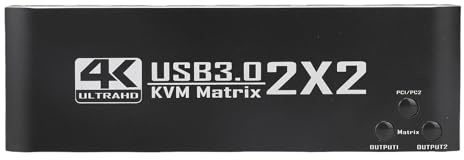 Jectse Selector KVM de Monitor Dual, Divisor KVM, Dos PC Comparten Monitores Duales y 4 USB, Admiten Control Remoto, para 7, 8, 10, para OS X, para y para Sistemas Unix.