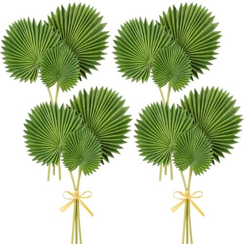 12 Stück Groß Tropische Palmblätter Künstlich Tropische Blätter Grün Palm Blätters Künstlich Palmenblätter Deko Dschungel Dekos Geburtstag für Hawaiian Jungle Beach Theme Geburtstag Tropischs Dekos