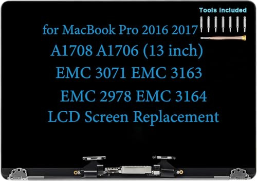 Pantalla LCD de repuesto para MacBook Pro A1708 A1706 finales de 2016 mediados de 2017 EMC 3071 EMC 3163 EMC 3164 Retina Full LED Display Bisagra Montaje 661-05095 661-05096 (plateado)