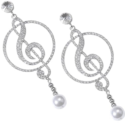 925 Silber Musiknoten Ohrhänger mit Strass 1 Paar für Damen