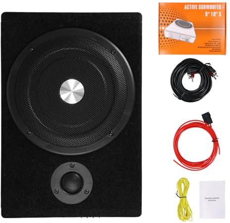 Realdio Subwoofer Attivo Sottosedile 8 Pollici 600W, Ultrapiatto | Amplificatore Integrato e Struttura Compatta Salvaspazio per Berline e Camion, Bassi Profondi per Musica e Guida Quotidiana