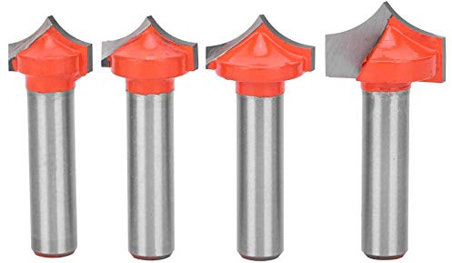 4Pcs Woodworking Router Bits Set, Tungsten Steel 8mm Shank Milling Cutter with Sharp Nose for Wood Engraving and Profiling, Includes 14mm 16mm 18mm 20mm Cutting Sizes for CNC