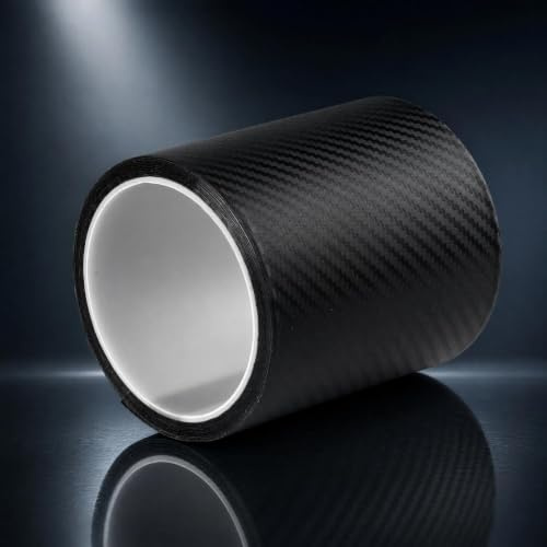 HAOXIZI Lámina de carbono 3D para coche, color negro, 10 cm × 10 m, autoadhesiva, protección para umbrales, con cráter, paño y tijeras, para coche, bicicleta, motocicleta