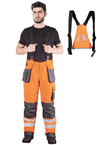 Leber&Hollman Winterlatzhose Latzhose Schutzhose Arbeitslatzhose Warnhose 2in1(LH-FMNWX-B-PSB)