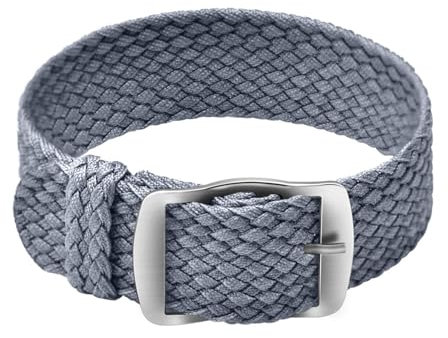ULLCHRO Unisex Perlon Nylon Armband mit Edelstahl Silberne Schnalle 20mm Grau