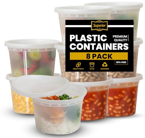 Superior 20-Pack 16oz Microwave Containers With Lids – Durable Crack-Resistant Clear Round Food Containers With Lids - Food Storage Containers - Leak Proof, Meal Prep Containers