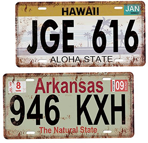 PETSOLA 2 Stü Auto Nummernschild Retro Metall Mine Blechschild Wand Plaque Für
