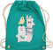 Turnbeutel Rucksack - Tiermotiv Animal Print - Tiere aufgereiht - Unisize - Türkis - kita stoffbeutel kinderrucksack tier tiermotive lama turnsack turnsäckchen kindergarten tiermotiven alpaka